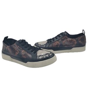 27 Edit Alabaster Black Snake Print Valarie Leather Sneaker Size 7